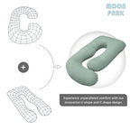 MOON PARK Pregnancy Pillows for Sleeping - U Shaped Full Body Maternity Pillow with Removable Cover - Support for Back, Legs, Belly, Hips - 57 Inch Pregnancy Pillow for Women - Green