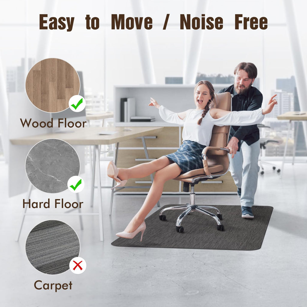 Blvornl Office Chair Mat for Hardwood Floor, 45"x 53" Desk Chair Mat for Hard Wood and Tile Floor, Large Anti-Slip Hard Floor Protector Rolling Chair Mat, PVC Mat Desk Rug for Office Home, Black