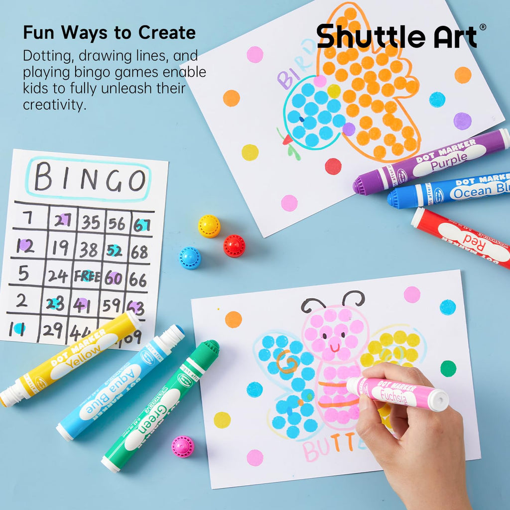 Shuttle Art 60 Pack Dot Markers, 12 Colors x 5 Sets Washable Bingo Daubers, Fun Art Supplies for Kids and Preschoolers, Non Toxic Water-Based