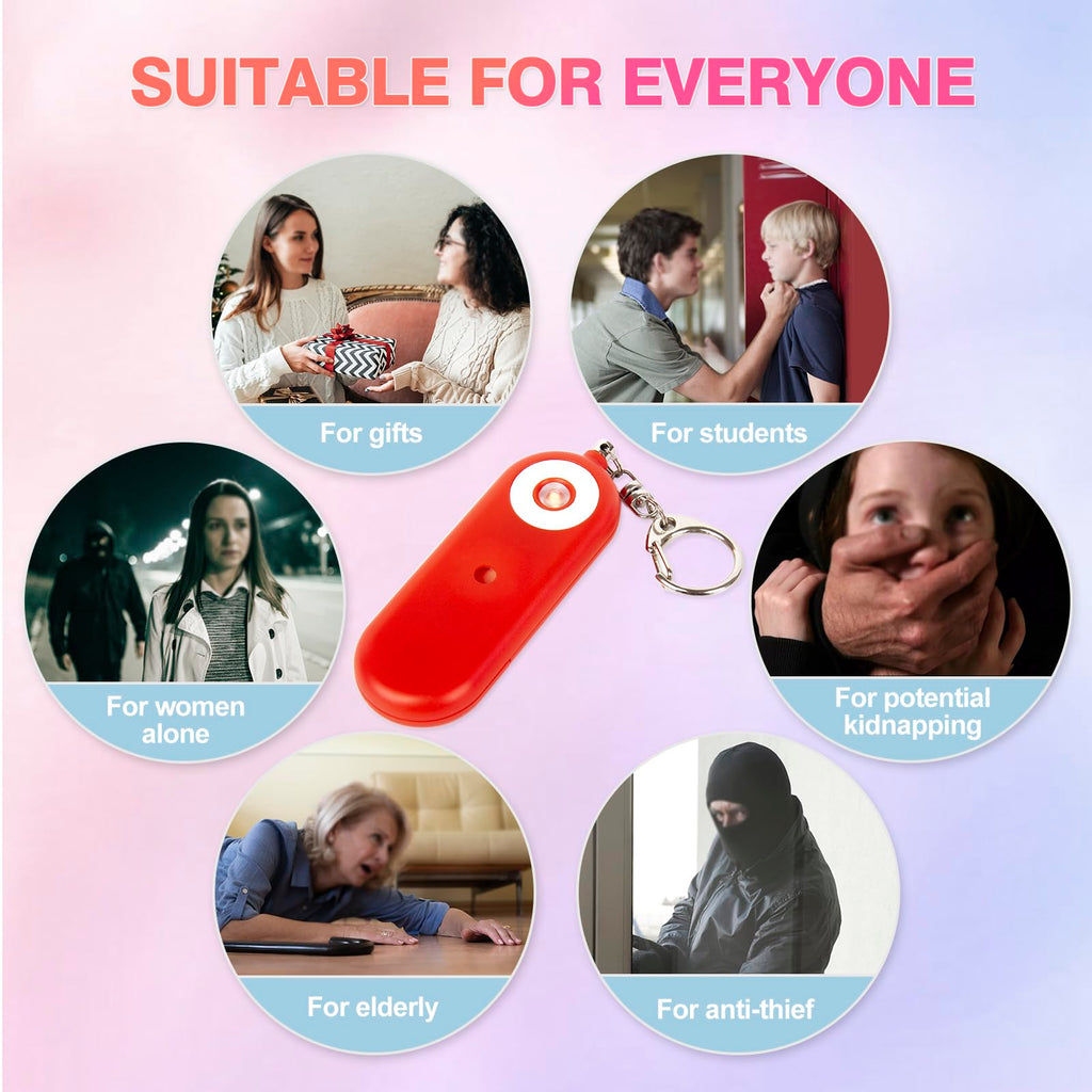 MtMinn Personal Safety Alarm for Women - 2 Pack 130dB Self Defense Keychains Siren Whistle, Replaceable Battery with LED Strobe Light - Emergency Security Safe Protection Devices for Kids Elderly