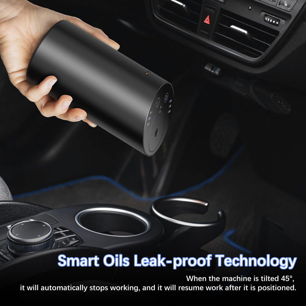 Barthelemy Waterless Car Diffuser, Waterless Diffusers for Essential Oils with Smart Cold Mist & No Leakage Tech, Cordless Aromatherapy Diffuser with Timing & 3 Mist Levels for Car, Room, Office