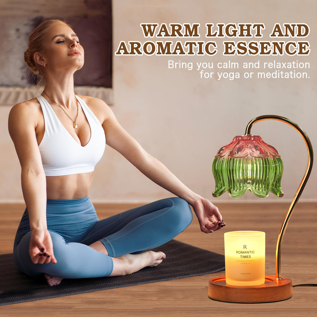 Dimmable Flower Candle Warmer Lamp with Timer, Pink Candle Lamp Warmer for Jar Candle, 2024 Womens Gifts for Christmas, Xmas Gifts for Mom Unique, Home Decor for Bedroom Living Room Decor Aesthetic
