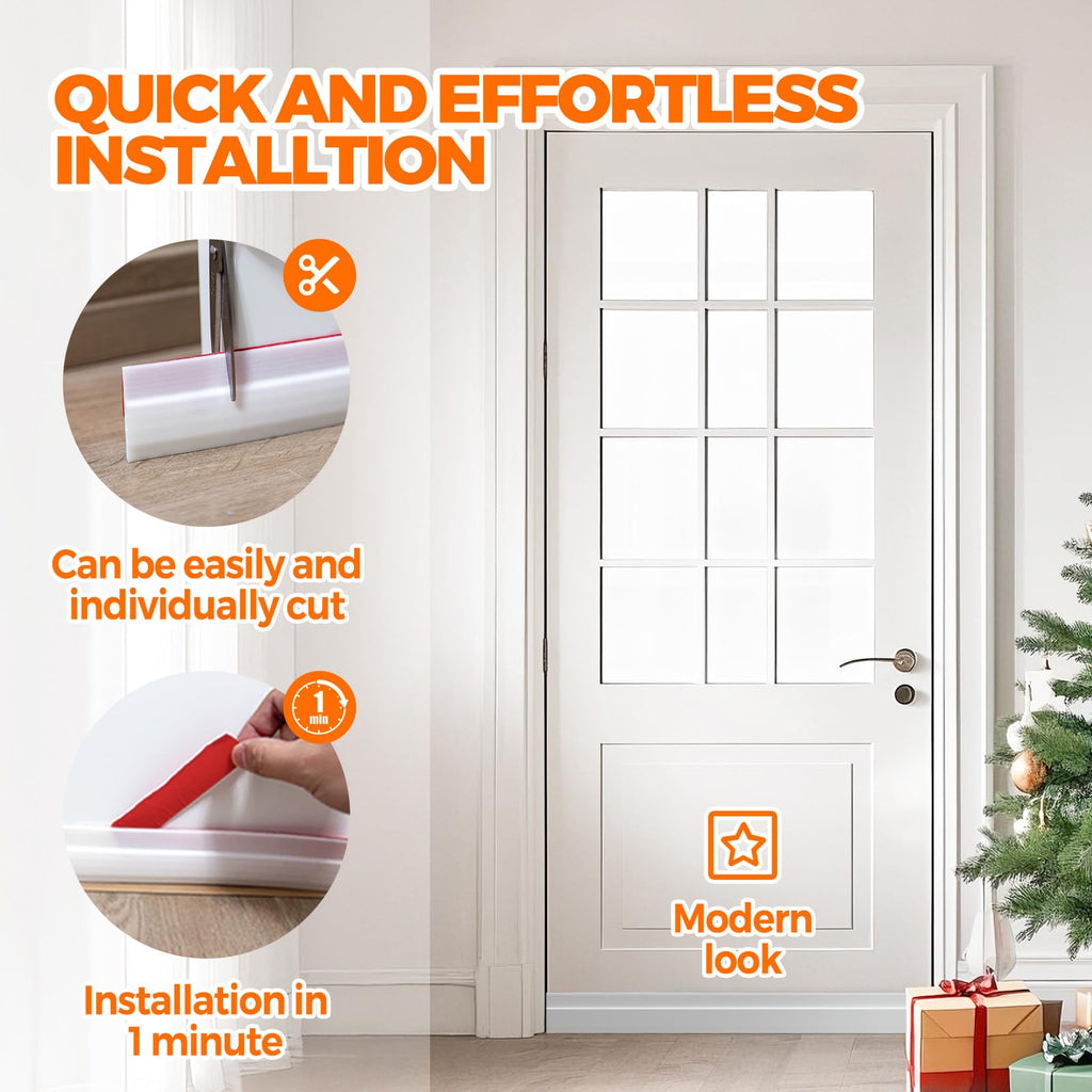 Door Draft Stopper Under Door Draft Blocker Insulator Doors Sweep Weather Stripping Noise Stopper Sheets, Rolls & Strips Strong Adhesive, White