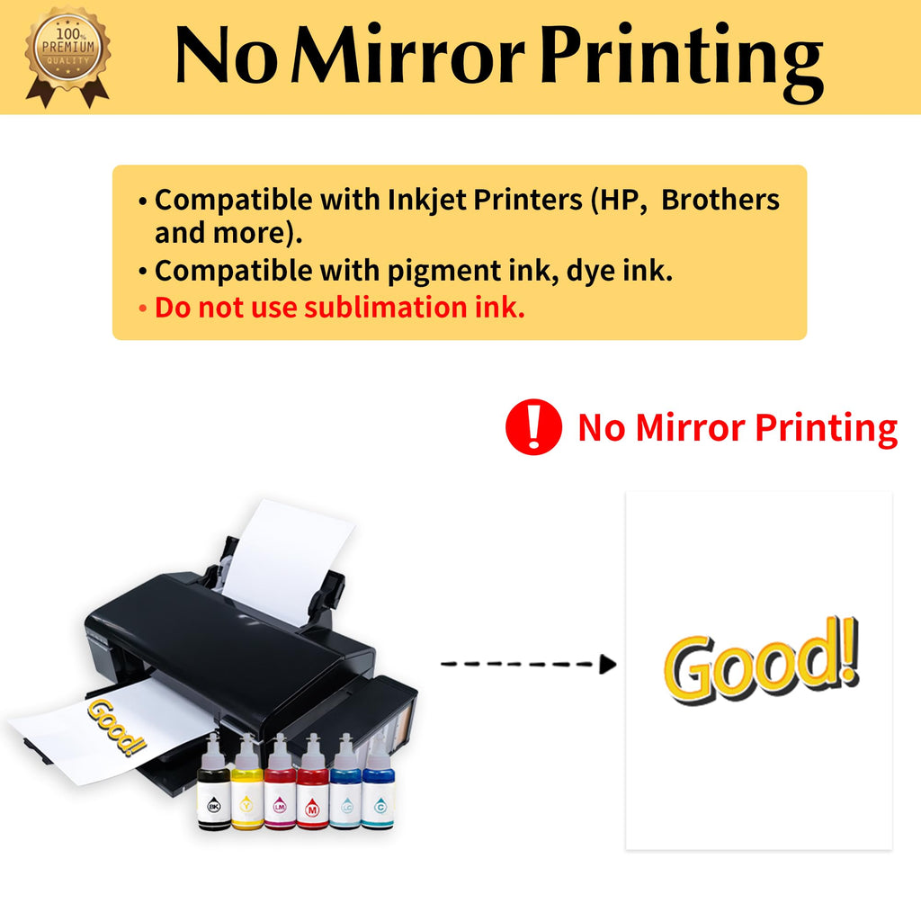 TransOurDream Heat Transfer Paper for Dark T Shirts(20 Sheets, 8.5x11),Printable HTV Heat Transfer Vinyl for Inkjet Printers