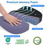 Seat Cushion - Memory Foam Office Chair Cushion for Sciatica, Tailbone & Back Pain Relief - Orthopedic Coccyx Pillow for Car, Airplane, Pregnancy & Long Sitting at Work, Black