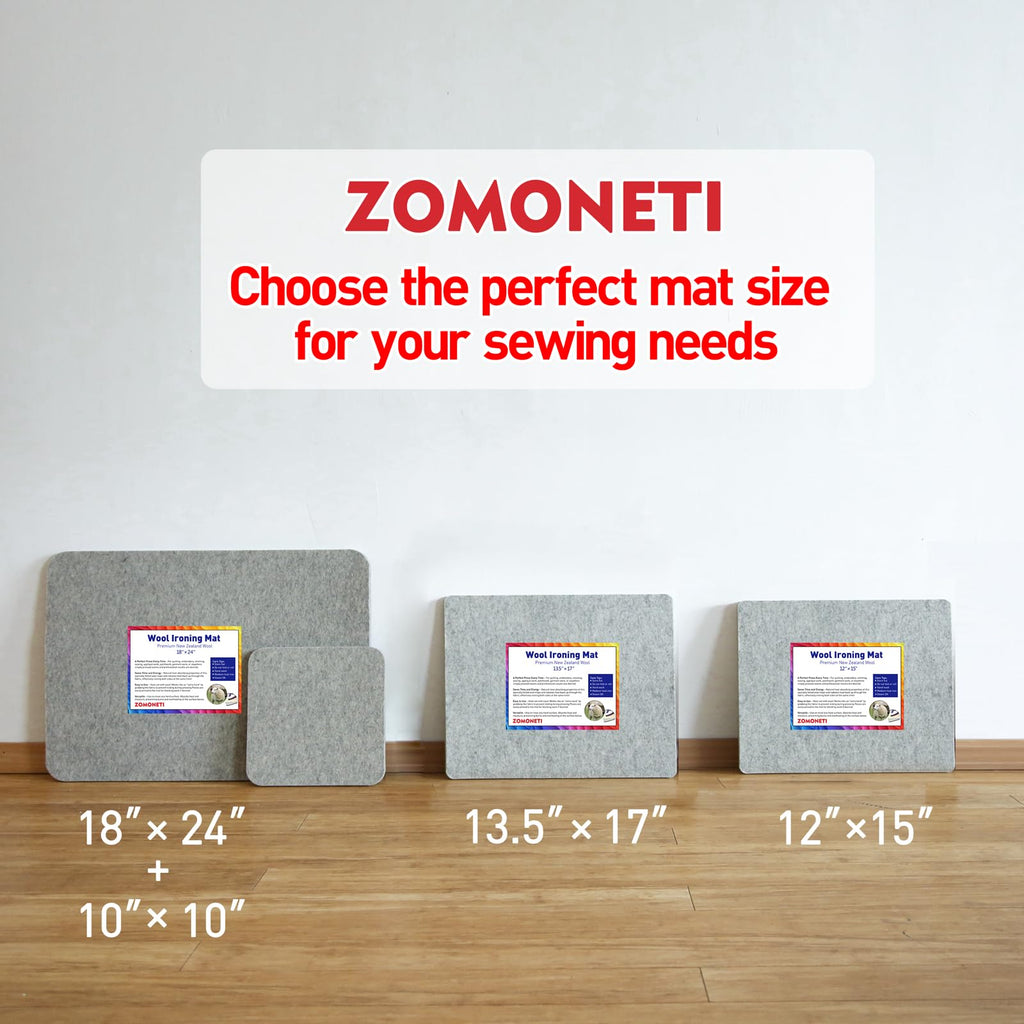 ZOMONETI 18" x 14" Wool Pressing Mat 100% New Zealand Felted Wool Ironing Mat Pad Blanket for Quilter, Sewing, Quilting Supplies and Notions
