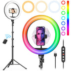 Weilisi 10" Selfie Ring Light with Tripod Stand, 72'' Tall & Phone Holder, 38 Color Modes, Stepless Dimmable/Speed LED Ring Light for iPhone & Android,YouTube, Makeup,TIK Tok