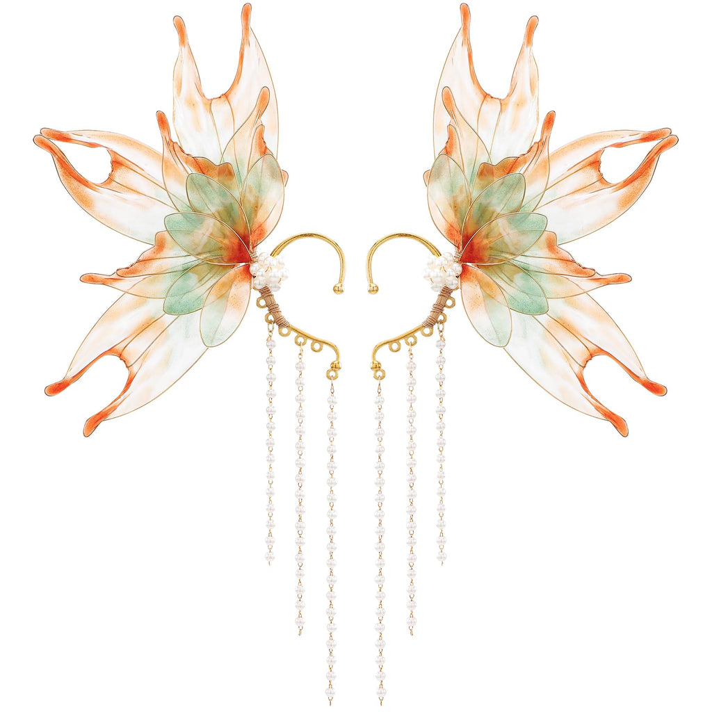 FRESHME Elf Ear Cuffs Mermaid - Fairy Mermaid Ears Auricular Fins Earring with Tassel Elven Wrap Clip-on Earring Dress Up As a Mermaid Renaissance Halloween Christmas Cosplay Party Accessories