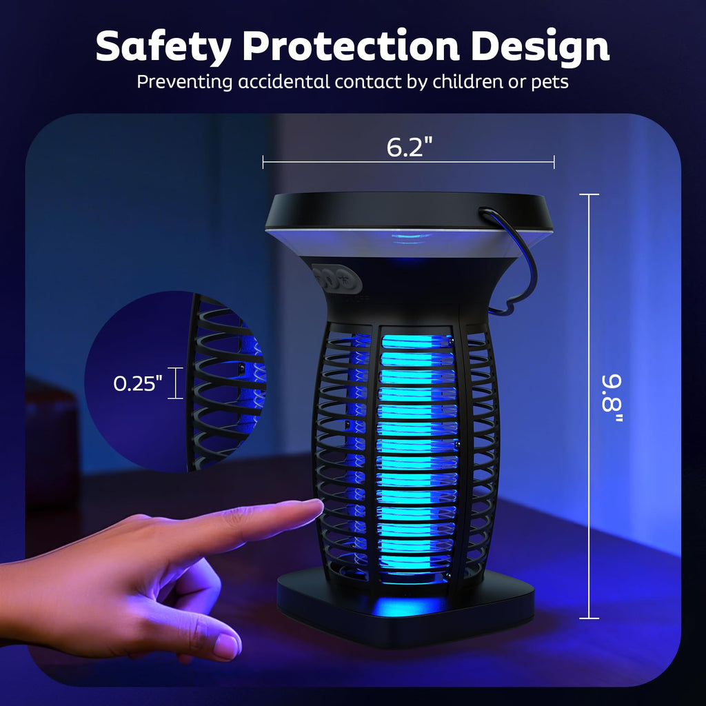OnBeam Solar Bug Zapper Outdoor, Mosquito Zapper Outdoor Waterproof Electric Rechargeable Fly Zapper with Solar Panel, 4200V Fly Trap Indoor for Home Backyard, Patio, Garden, Camping