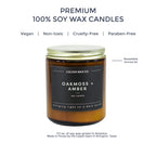 Calyan Wax Soy Wax Candle, Oakmoss & Amber Scented Candle for The Home | Premium Candle with Essential Oils | 7.2 oz 57 Hour Burn | Soy Candle in Amber Glass Jar | Aromatherapy Gift