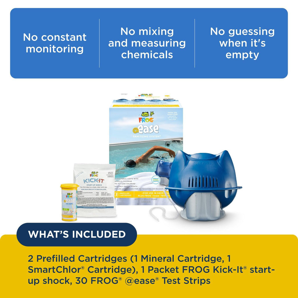 FROG @Ease Floating System for Swim Spas - Quick & Easy Self-Regulating Swim Spa Sanitizer - Swim Spa Maintenance System with Sanitizing Minerals & SmartChlor Technology
