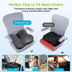 Soft Support Memory Foam Seat Cushion - Wide Cushion for Wide Hip Office Workers, Car Drivers - Sciatica,Tailbone Pain Relief,Office Chair Cushion & Car Seat Cushion (Gray)