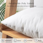 Phantoscope Pillow Inserts, Hypoallergenic 100% Virgin Fiber Square Form Microfiber Throw Pillow Inserts, Couch Bed Pillows 45x45 cm, 18x18 Inch (Pack of 4)