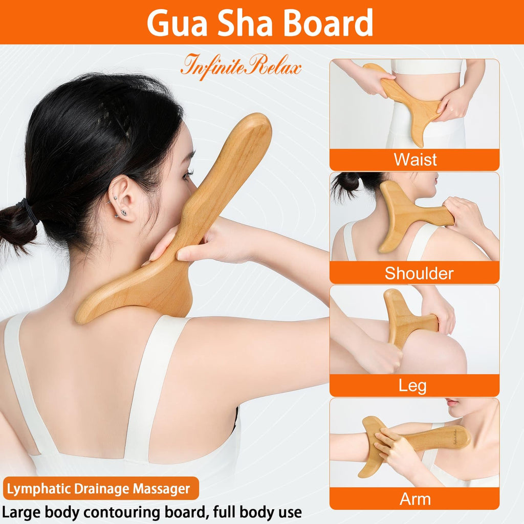 InfiniteRelax 3-in-1 Wood Therapy Massage Tools for Body Shaping Professional, Wooden Lymphatic Drainage Massager, Maderoterapia Kit Colombiana Cellulite Massager