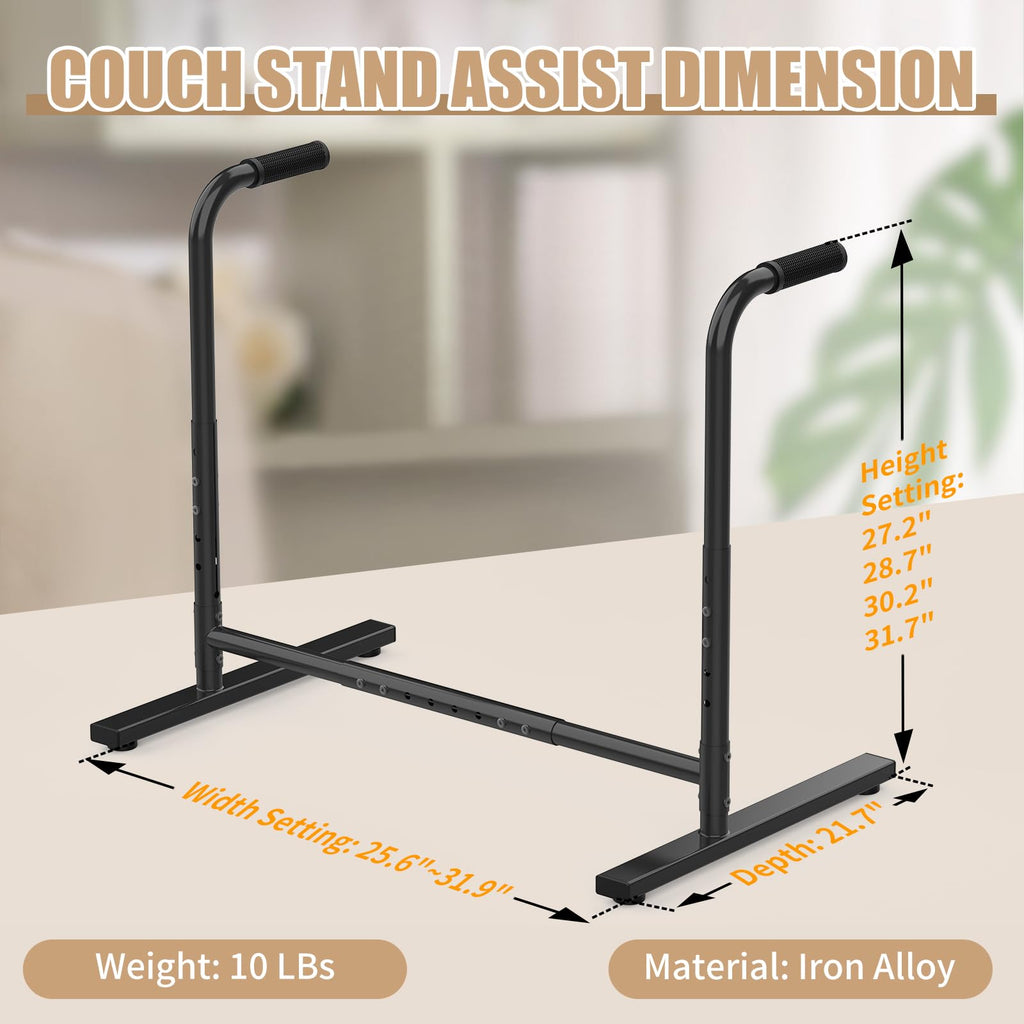 Couch Chair Sofa Stand Assist for Seniors, Height & Width Adjustable Couch Lift Assist for Elderly Mobility Sit to Stand(300LBs Loading, Polish Black)