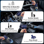 KMM Handheld Car Vacuum Cleaner, 9000Pa Vacuum Cleaner and Air Duster, 120W High Power Hand Held Vacuum with LED Light and Multi-Nozzles for Car, Home, Office, Pet