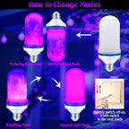 LeiNetfor Upgraded LED Flame Light Bulbs, 4-Mode Flickering Light Bulbs with Gravity Sensor, E26 Fire Light Bulb for Porch Party Patio Home Halloween Christmas Indoor Outdoor (Purple, 2)
