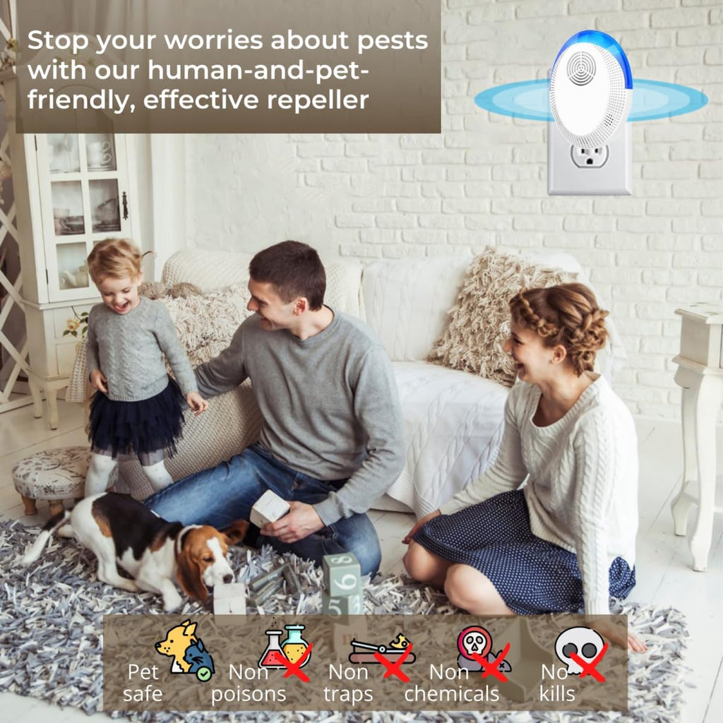 Ultrasonic Pest Repeller 6 Pack Mice Repellent Indoor Rodent Roach Spider Insect Repellent Plug-in Home Attic Garage Basement