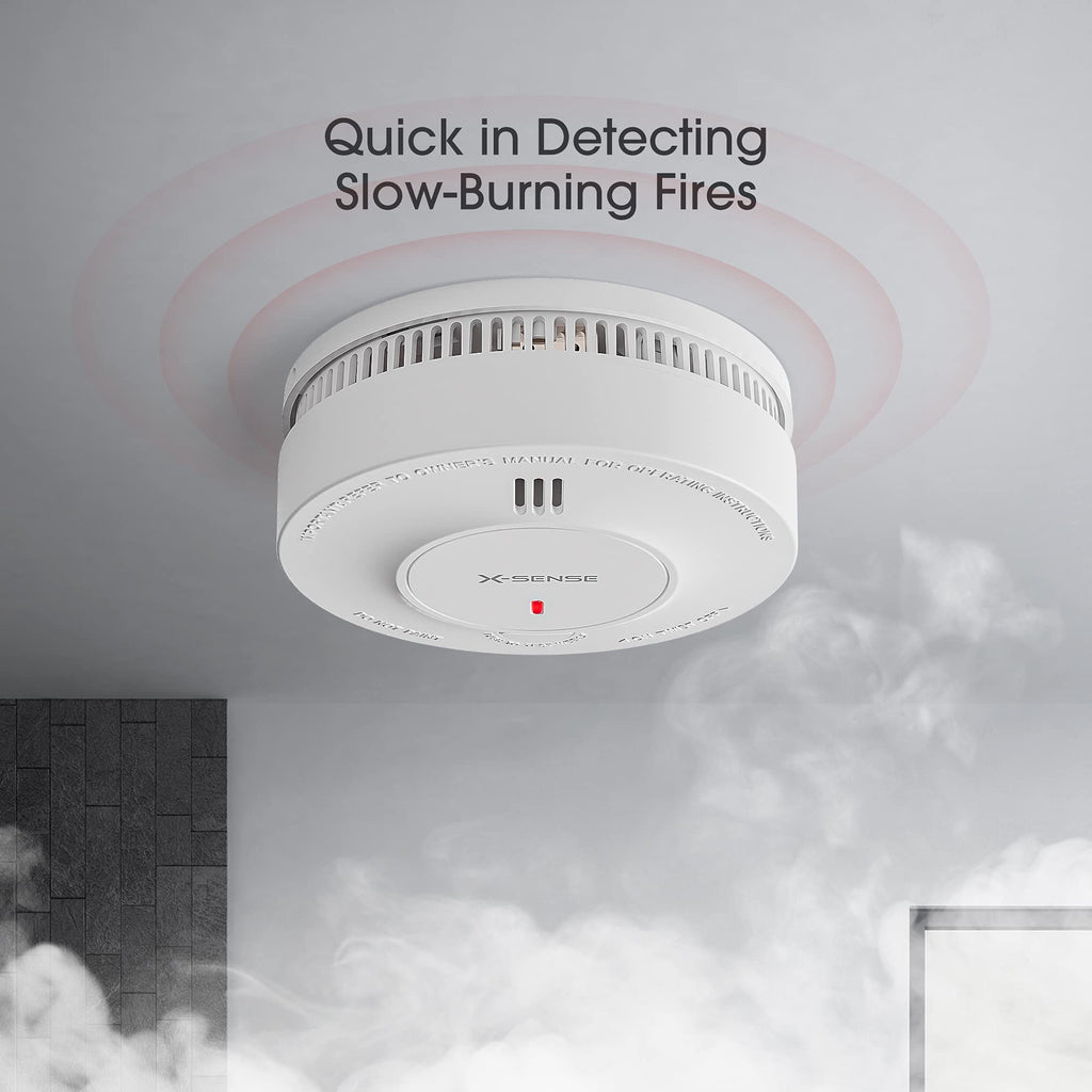 X-Sense Smoke Alarm, 10-Year Battery Fire Alarm Smoke Detector with LED Indicator & Silence Button, SD2J0AX, Pack of 10