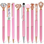 Janmini 9 Pcs Ballpoint Pens Set Metal Crystal Diamond Pen Glitter Pen for Journaling Black Ink Pretty Cute Pens Fancy Pens Gifts for Women Girls Christmas Birthday School Office Desk(Pink Purple)