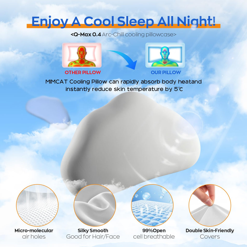 Cloud Contour Memory Foam Pillow Ergonomic Design for Sleeping Comfortably and Reducing Snoring Neck and Cervical Pillow with Cooling Pillowcase Grey