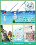 Electric Spin Scrubber Power Shower Cleaning Brush Bathroom Scrubber for Cleaning,Cordless Grout Power Shower Cleaner with 3 Replaceable Rotating Brush Heads for Tile, Floor, Bathtub,Kitchen, Pool