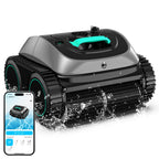 WYBOT Pool Vacuum for Inground Pools, 4-in-1 Cordless Robotic Pool Cleaner for Above Ground Pools, Triple-Motor up to 1,614 Sq.ft, Wall & Waterline Cleaning, WiFi & Bluetooth (Grey with Green)