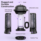 Mosquito Zapper, Meilen Bug Zapper Outdoor, Electric 4000V Fly Zapper Waterproof Bug Zapper Indoor, Portable Fly & Insect Killer for Patio, Home, Kitchen, Backyard