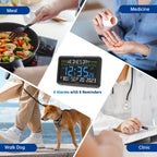 DreamSky Digital Clock with Date and Day of Week for Seniors - Colorful Large Calendar Day Clock for Elderly Dementia Bedroom Bedside, 6 Loud Alarms, Adjustable Backlight, Battery Backup, Auto DST