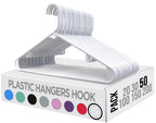 Utopia Home Plastic Hangers 50 Pack - Clothes Hanger with Hooks - Durable & Space Saving Coat Hanger - Heavy Duty White Hangers - Skirt Hangers