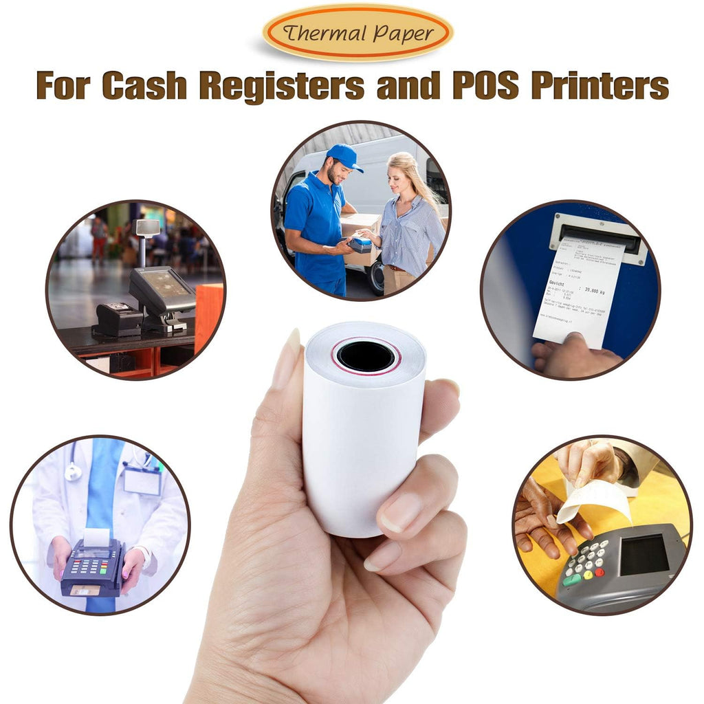 TK Thermal King, (50 Rolls) 2 1/4" x 50' feet Thermal Paper, POS Cash Register Receipt Rolls, Fits All Credit Card Terminal, Premium Quality, White