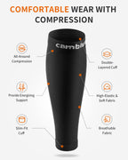 CAMBIVO 3 Pairs Calf Compression Sleeve for Women Men, Leg Support for Shin Splints, Varicose Vein(Pure Black, Large-X-Large)