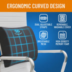 Everlasting Comfort Lumbar Support Pillow for Car Seat - Memory Foam Back Cushion for Car - Lumbar Pillow Promotes Better Posture, Back Pain Relief - Ideal for Driving