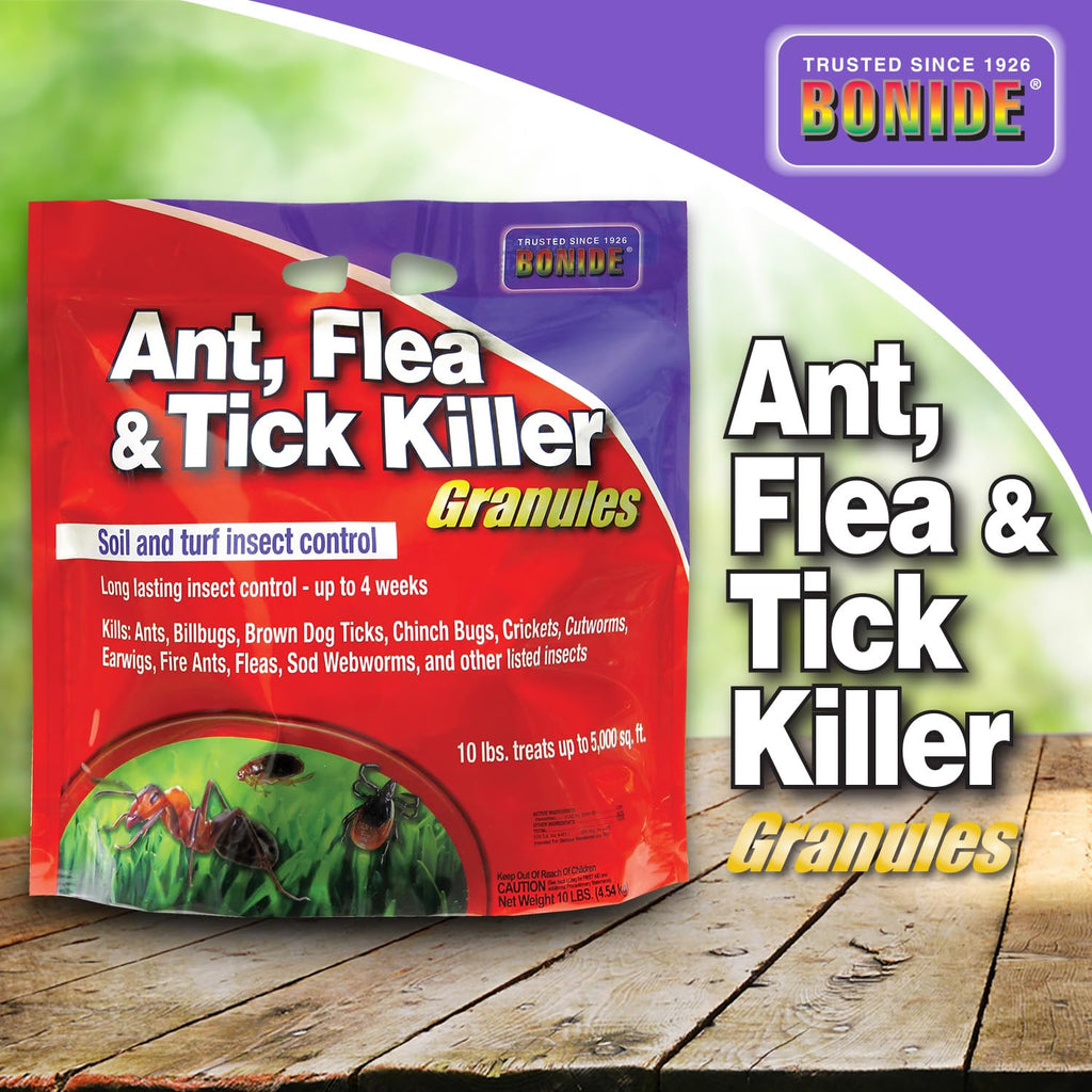 Bonide Ant, Flea & Tick Killer Granules, 10 lbs. Ready-to-Use Pellets for Long Lasting Bug Control in Lawn and Garden