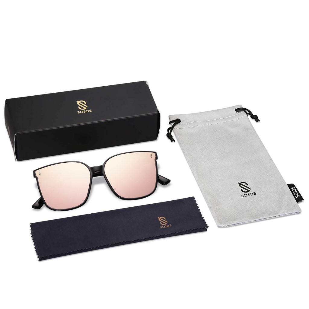 Sunglasses for Women Men Vintage Style Shades SJ2157,Black/Pink