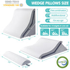 Wedge Pillow for Sleeping, Orthopedic Bed Wedge Pillow Set, 15-in-1 3PCS Adjustable Memory Foam Wedge Pillow Post Surgery, 9 &16 & 20 inches Height 3-in-1 Incline Wedges Pillows