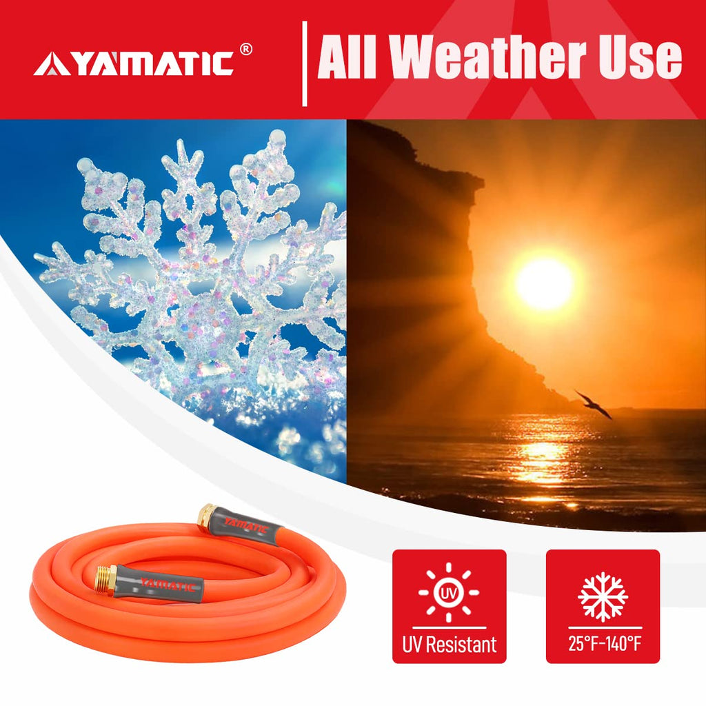 YAMATIC Heavy Duty Short Garden Hose 5/8 in x 10 ft, Super Flexible Leader hose,All-weather, Lightweight, Burst 600 PSI