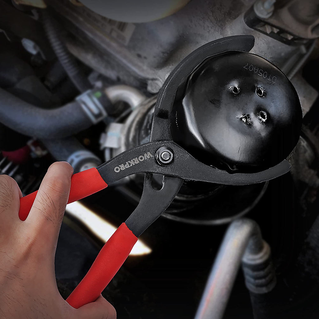 WORKPRO 12" Adjustable Oil Filter Pliers, Wrench Adjustable Oil Filter Removal Tool, Ideal For Engine Filters, Conduit, & Fittings, W114083A
