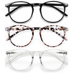 Chic & Comfy Blue Light Glasses for Women - 3-Pack Round Frames, Screen-Ready Style with UV Protection Coating