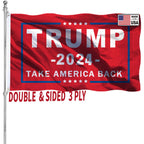 Donald Trump 2024 Flag 3x5 Take America Back Red Double Sided 200D Polyester with Durable Canvas Header and 2 Brass Grommets for Indoor Outdoor