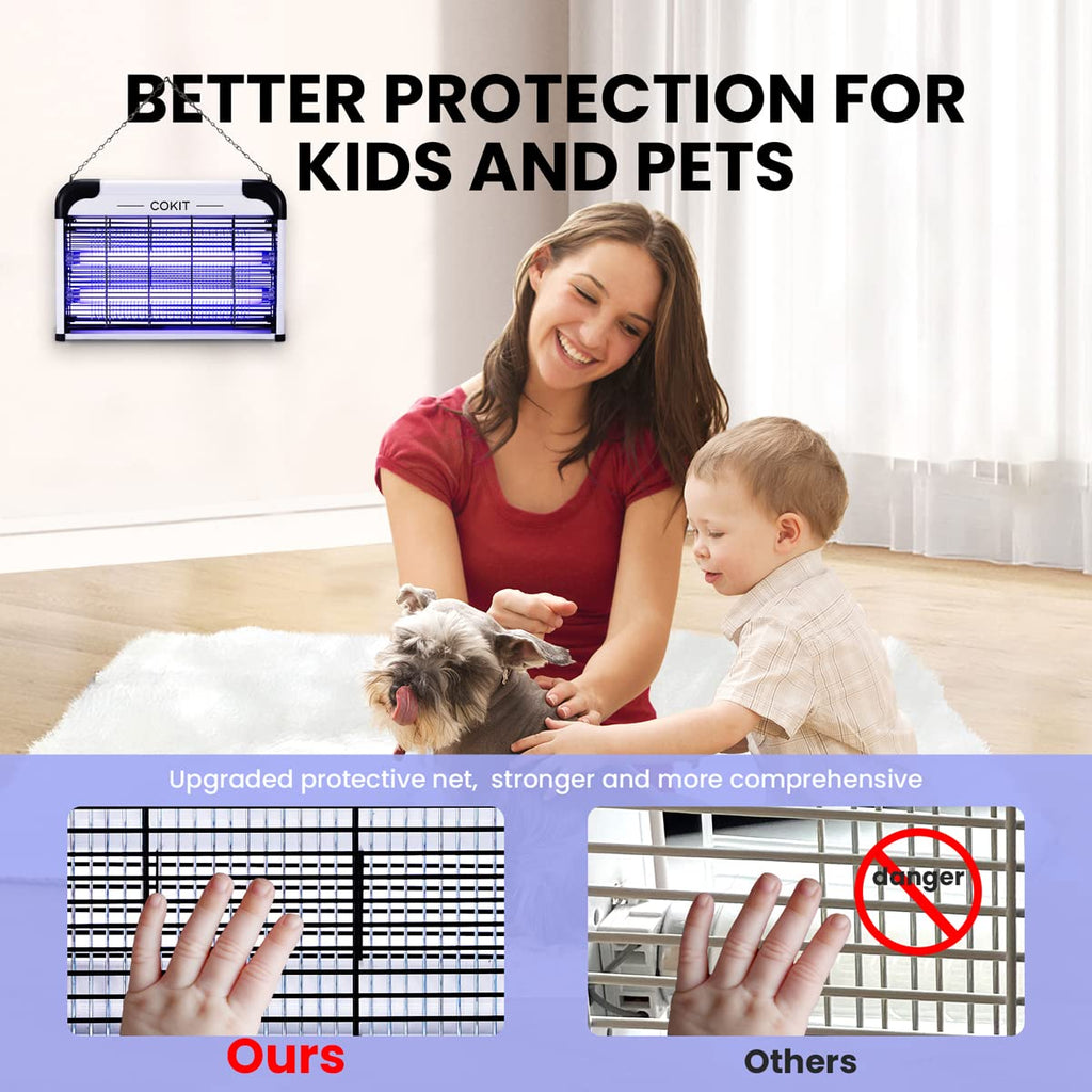 COKIT Bug Zapper Indoor Powerful 20W Electric Indoor Insect Killer, Bug Zapper, Fly Zapper, Mosquito Killer for Home Kitchen Garage Patio 2 Extra Replacement Bulbs (No Bug Collection Tray)