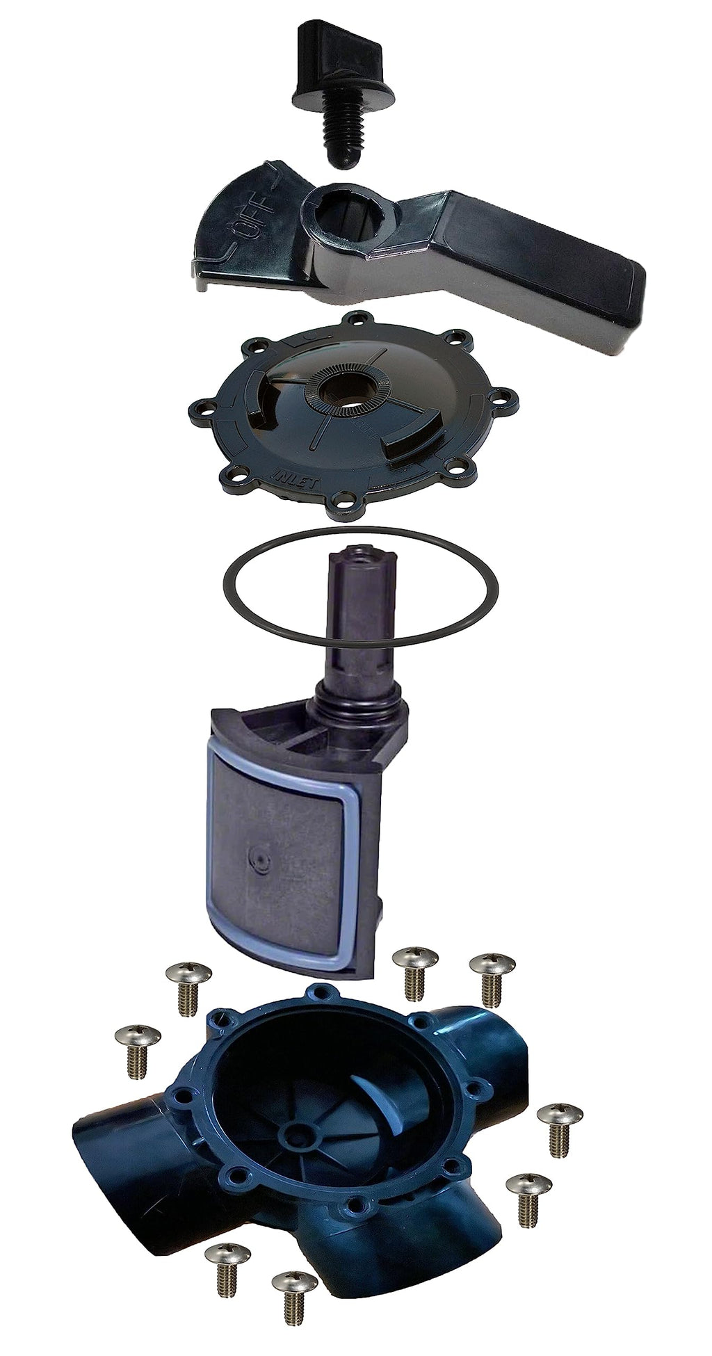 ATIE 2-Port/3-Port Pool Valve Rebuild Complete Kit Compatible with Jandy 2-way/3-way 4715, 4716, 4717 Valve and Gray Valves with Diverter Valve 4720, Cover 4606, Handle 7433 (2 Pack)