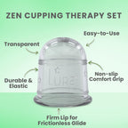 LURE Essentials Zen Cupping Therapy Set Cupping Kit for Massage Therapy - Silicone Cups - Massage Cups Cupping for Cellulite – Lymphatic Drainage Massage - Fascia (6 Cups Clear)
