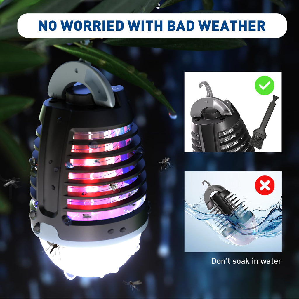 vertmuro Portable Bug Zapper Outdoor Indoor, Electric Mosquito Fly Killer Lamp with Three Lighting Mode, USB Rechargeable Light Bulb Zapper for Camping, Home, Patio (1 Pack)
