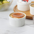 MALACASA Ramekins 8 oz Oven Safe, Porcelain Creme Brulee Ramekins Pudding Custard Cups Ceramic Souffle Dishes Ramakan Ramiken Ramicans Baking Bowls Set of 6, White, Series RAMEKIN-DISH
