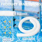 JEKIVEY Pool Hose for Above Ground Pools, 3 Packs 1.25" Diameter Pool Pump Replacement Hose 41 Inches Length Swimming Pool Hose with 6 Pcs Hose Clamps