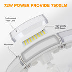 LUTEC 72W 7500LM LED Security Lights Motion Sensor Light Outdoor, 5000K Daylight, IP65 Waterproof, Dusk to Dawn, 3-Head Motion Detected Flood Light for Garage, Yard, Porch(White)