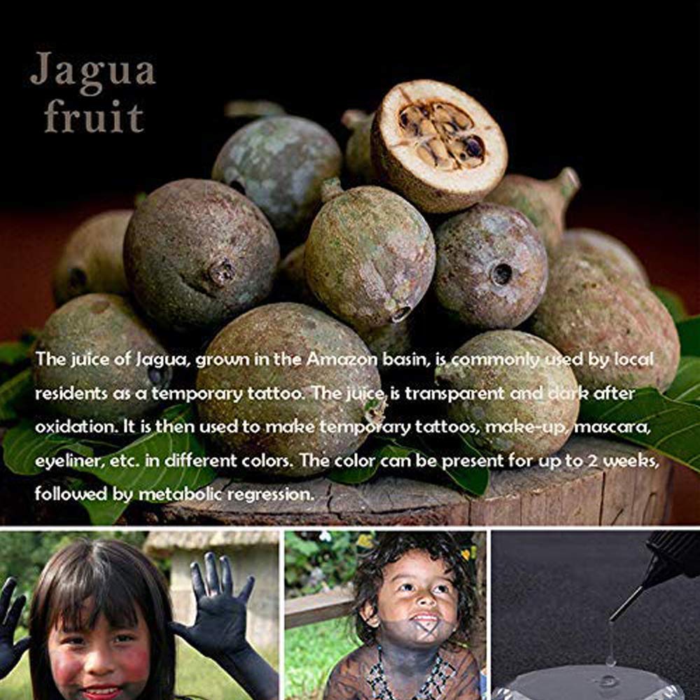 Jacknb Temporary Tattoo Kit, Semi Permanent Tattoo Jagua Gel Freehand Ink 4 Bottles 2oz DIY Tattoos Fake Freckles Temp Tattoos for Women Kids Men Body Art Markers 40 Pcs Free Tattoos Stencils