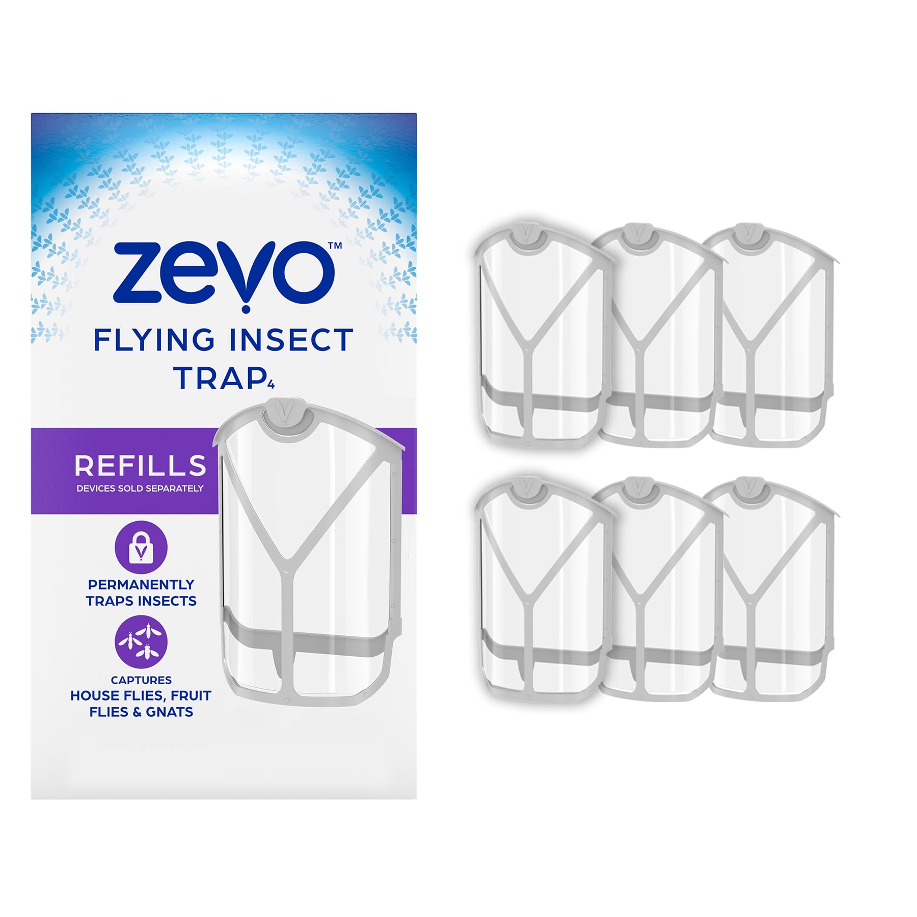 Zevo Flying Insect Trap Refill Cartridges, Fly Trap, Fruit Fly Trap (6 Refill Cartridges)