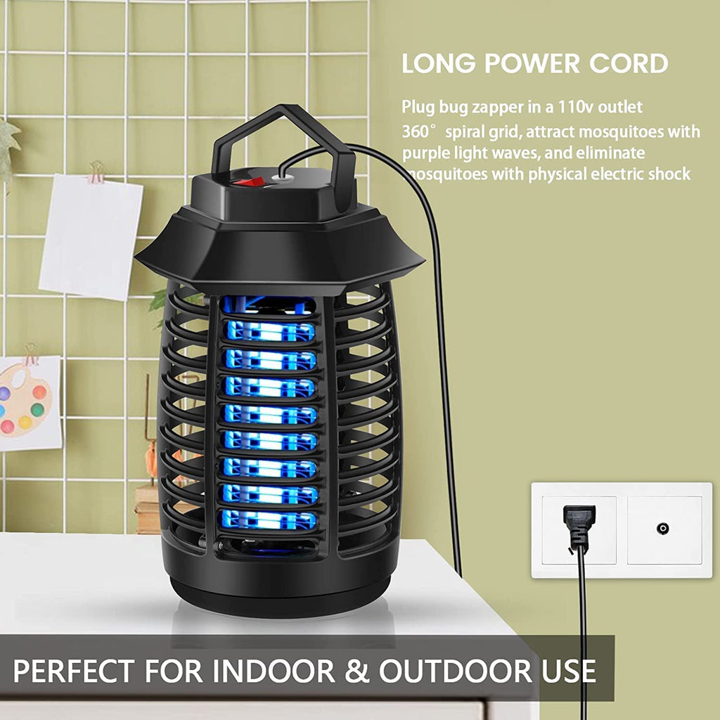 Bug Zapper, Electric Fly Swatter, Mosquito Zapper Outdoor/Indoor, 4200V 20W Waterproof Fly Zapper Mosquito Trap, Mosquito Killer for Home, Patio, Backyard, Insect Fly Zapper (Black)